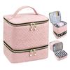 Double Layer Nail Polish Organizer Bag Large Capacity 30 Compartment Nail Care Kit Bag Handheld Cosmetic Bag for Nail Lovers