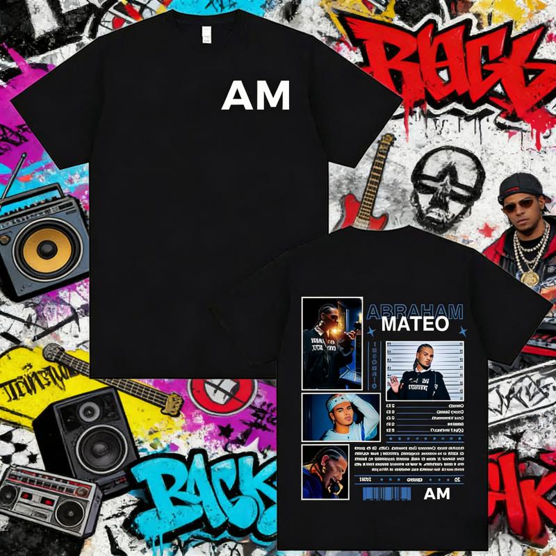 2025 Summer Rapper Abraham Mateo Tour Graphic Tshirt Unisex Women Hip Hop High Quality Oversized 100 Pure Cotton Printed Tshirt