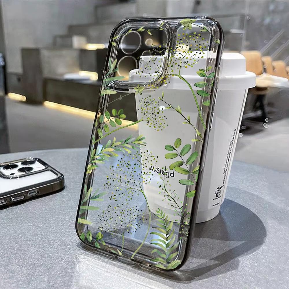 Абстрактные Растения Цветок Чехол для Телефона Для iPhone 16 Pro Чехол iPhone 13 15 11 12 14 Pro Max 16e 8 7 Plus XR XS X SE Прозрачный Мягкий Чехол