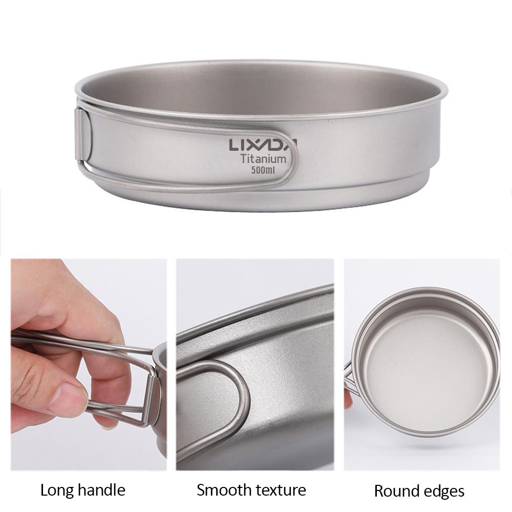 Lixada Титановая сковорода для кемпинга, походов, бэкпэкинга, кулинарии, сковорода с складными ручками титановая сковорода