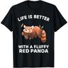 Жизнь лучше с пушистой красной пандой. Милая футболка для любителя красных панд