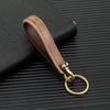 1PC Retro Leather Car Keychain Accessories Creative Brass Horseshoe Buckle Leather Wipe Color Pendant Keyring Lanyard