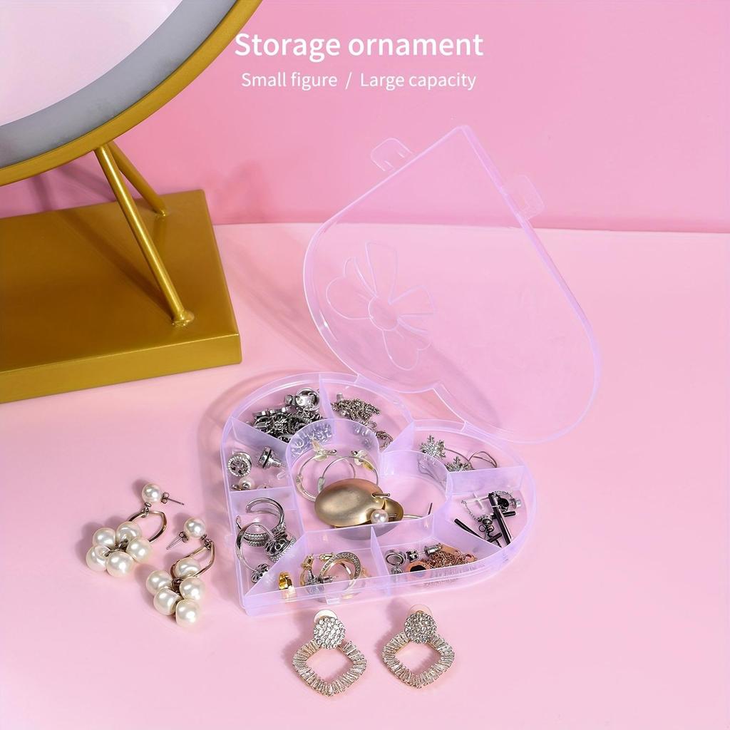 2 шт., прозрачная коробка для хранения украшений в форме сердца, ящик для хранения ювелирных изделий для организации ювелирных изделий