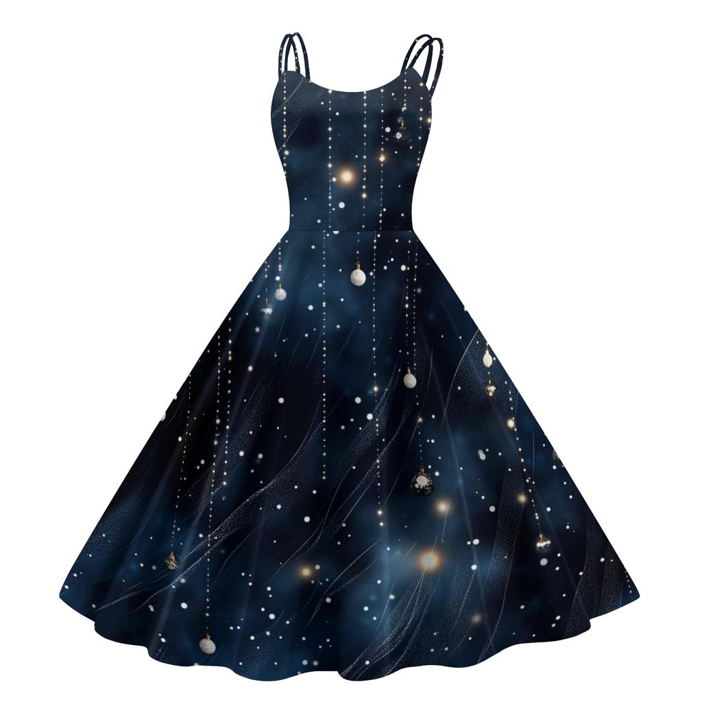 Женское рождественское платье со снежинками и сексуальным облегающим принтом с открытыми плечами в стиле панк-ретро