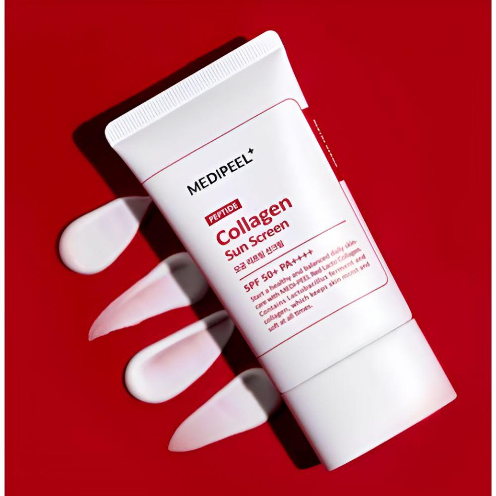 Medipeel Red Lacto Collagen Солнцезащитный крем для лица с лифтинг-эффектом и сужением пор SPF50+ PA++++ 50 мл - Интенсивный солнцезащитный крем для лица, сужающий поры и повышающий эластичность