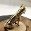Brass Metal Lucky Fortune Dog Statue Small Feng Shui Ornament Little Puppy Wolf Figurines Chinese Desktop Pet Arts Home Decor