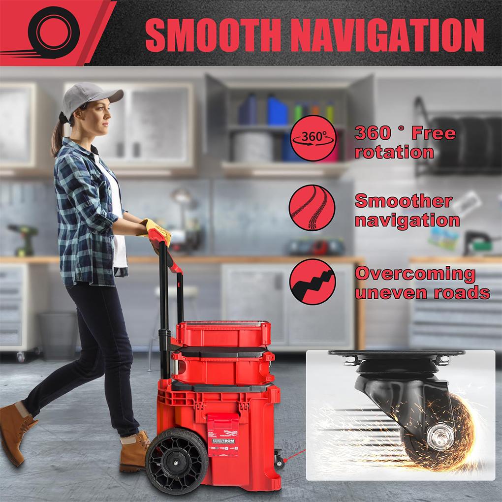 ABCA-Стальная конструкция Передние колеса, Комплект поворотных колес Подходит для мобильного ящика для инструментов Milwaukee для ящика для инструментов Packout 200 фунтов Грузоподъемность Новый