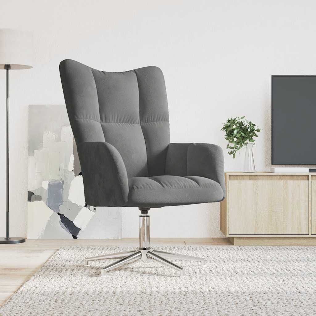 Vidaxl Fotel, Ciemnoszary, Obity Aksamitem