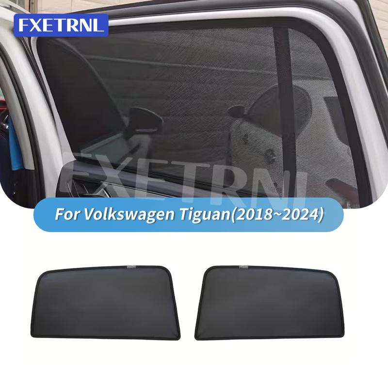 Magnetic Mesh Rear Side Window Sunshade Curtain For Volkswagen Tiguan 5-Seater 2018-2024 Car Window Sun Shade UV Protection