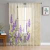 Эйфелева башня с лавандовыми прозрачными шторами для гостиной, детской спальни, тюлевые шторы, кухонные шторы для окон