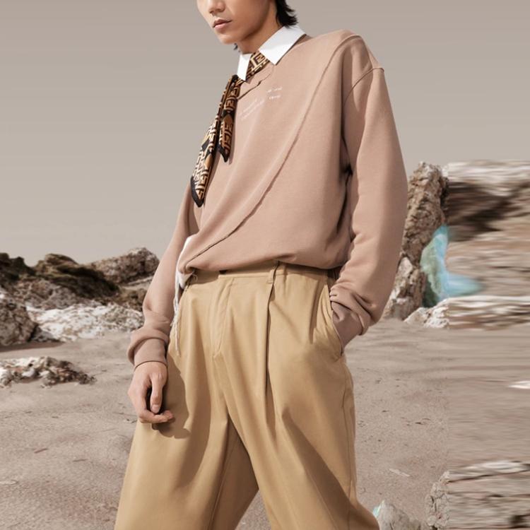 Li-Ning CF Sports Life Collection Qiongyao, свободный свитшот с круглым вырезом и вышивкой, унисекс, толстовка с пряниками, коричневый, AWDS595-3