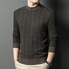 New Autumn and Winter Cashmere Sweater Men's Jacquard Round Neck Thickened Solid Color Bottoming Shirt