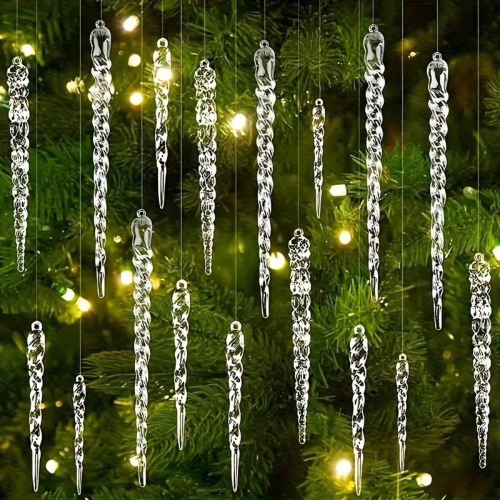 Crystal Clear Christmas Tree Ornaments Creative Party Holiday Decor New Icicle Decorations