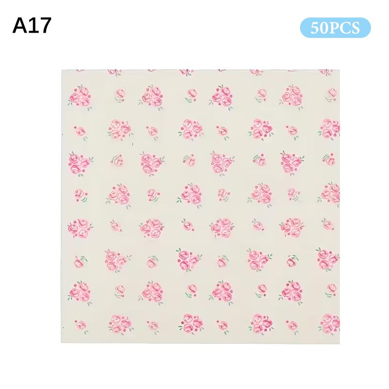 50 шт. Пищевая вощеная бумага для выпечки, Квадраты бумаги с клубничным и цветочным узором, Антипригарная бумага для обертывания тортов, бургеров, чипсов