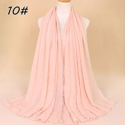 New Ethnic Oversize Muslim Crinkle Hijab Head Scarf Women Solid Bubble Cotton Shawls And Wraps Soft Big Linen Foulard Femme