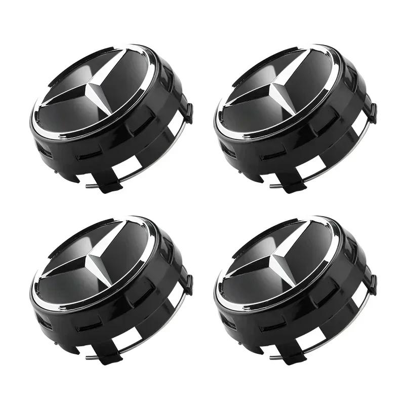 4PCS 75mm Black Red Raised Wheel Center Caps for Mercedes-Benz AMG C E S GLC GLE A0004000900 Hub Cover Waterproof