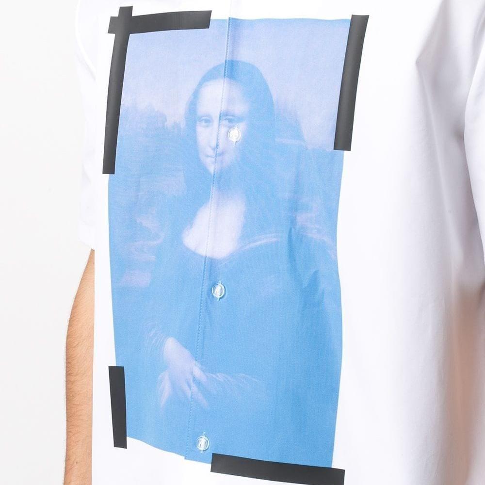 Off-White Рубашка для боулинга La Gioconda белые/черные мужские топы OMGA163R21FAB0020110