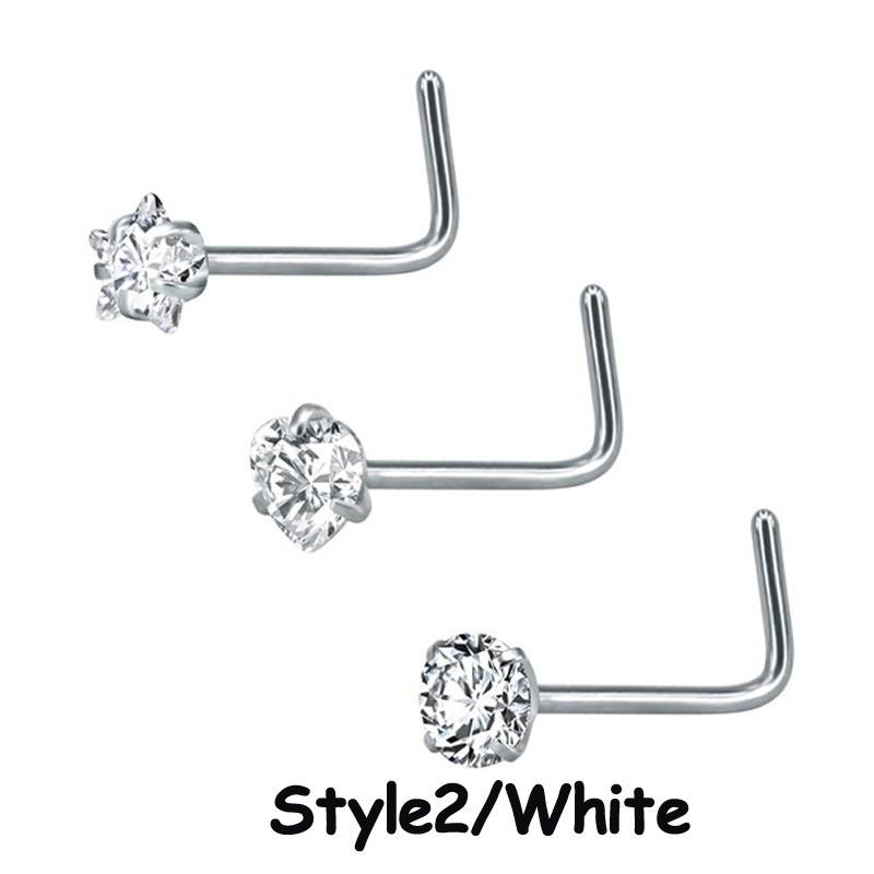 3Pcs/set Stainless Steel Nose Ring Multifunctional Zircon Nose Stud Earring Universal Ring