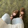 Sheepskin Version~ Genuine Leather Horsehair Niche Soft-sided Ballet Shoes Flat Cross-strap Leopard Print Mary Jane Single Shoes