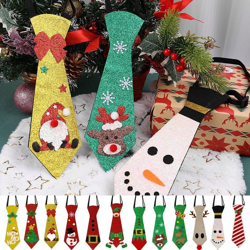 Adjustable Christmas Tree Felt Tie 12 Types Snowman Elk Tie Felt Christmas Ties Merry Christmas
