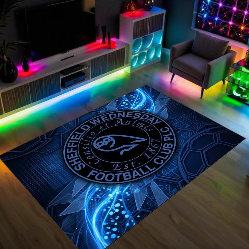 Sheffield Wednesday Football Design Crystal Velvet Carpet Cozy Non?Slip Printed Rug For Bedroom Living Room Entrance