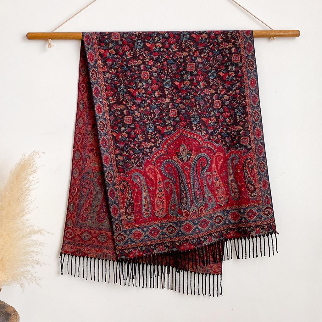 Bohemian Versatile Jacquard Cashew Ethnic Style Big Shawl Women'S Scarf Vintage Tassel