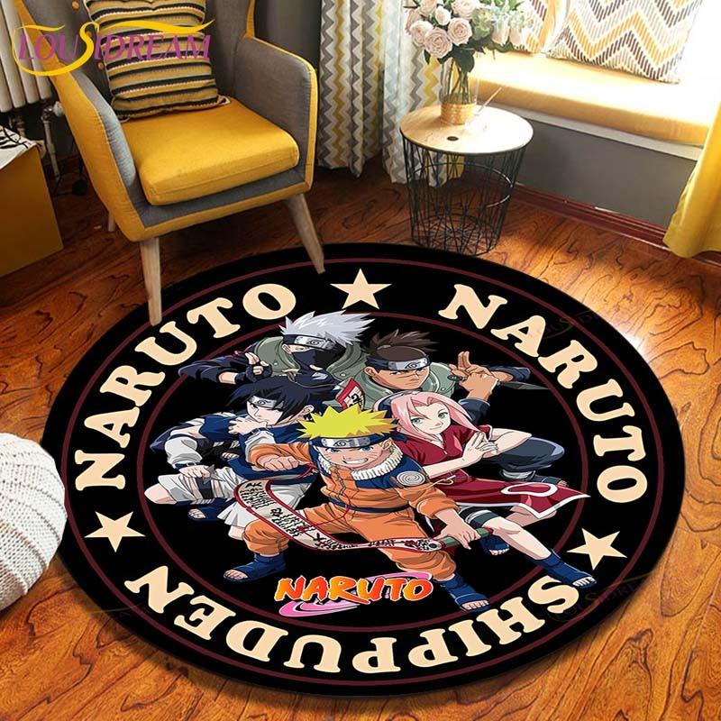 Круглый ковер в стиле аниме «Наруто», напольный коврик для спальни, фланелевый ковер с животными, противоскользящий детский игровой коврик, декоративные коврики для детской комнаты
