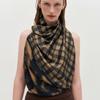 KIMZISU Half&Half Plaid Square Scarf 95 _ BEIGE