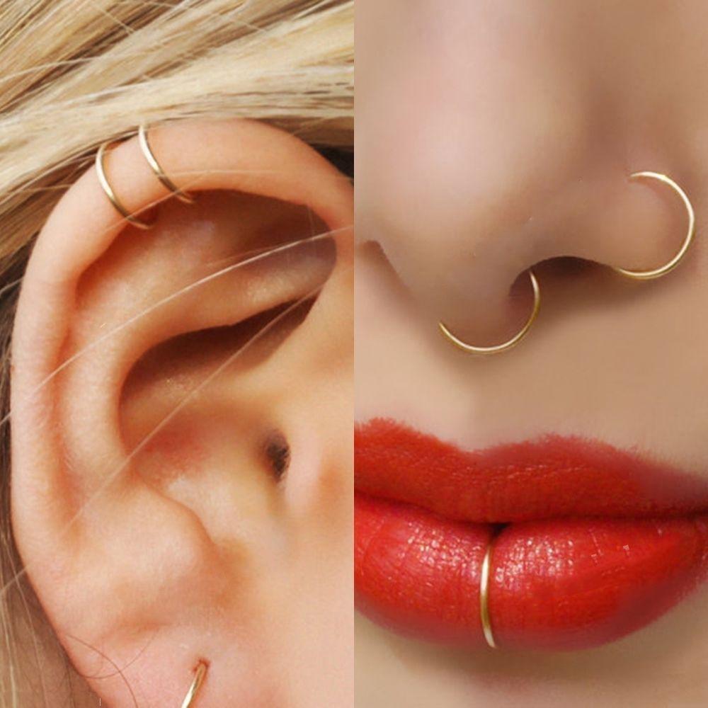 Surgical Steel Nose Studs Small Thin Lip Stus Hoop Ring Earring Body Piercing
