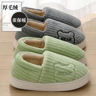 Осень и зима сумка каблук хлопковые тапочки медведь 2025 новый домашний плюшевый теплый хлопок