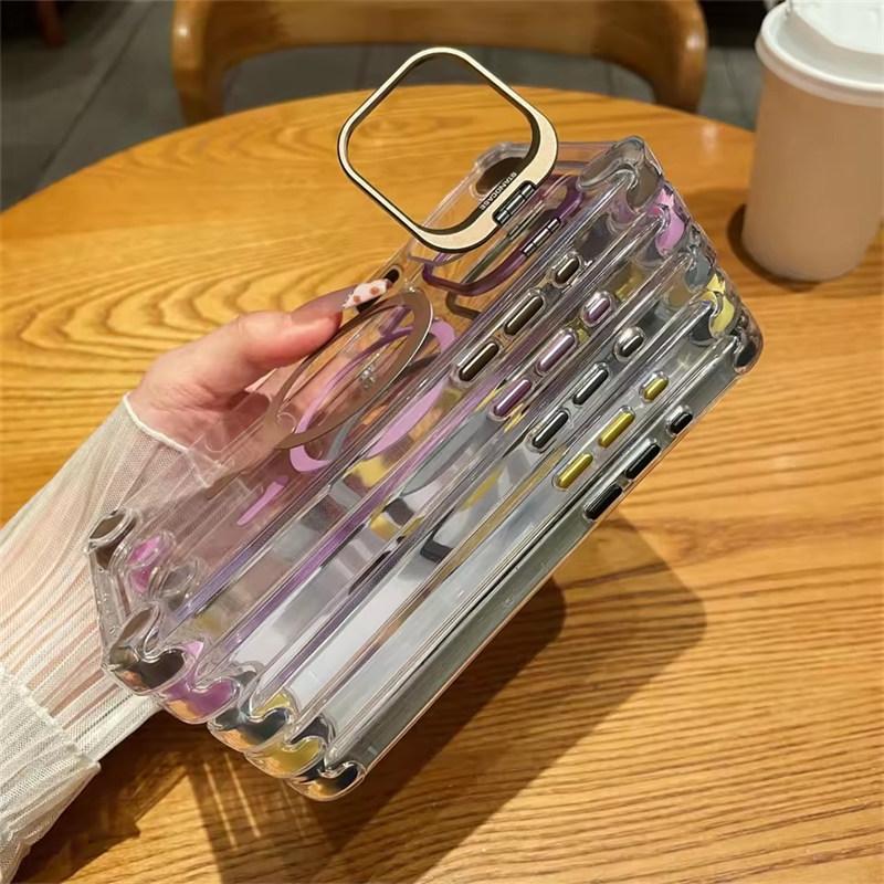 Роскошные магнитные противоударные чехлы для телефона для iPhone17 16 15 14 13 12 Pro Max Plus 11 для Magsafe с защитой линз из стекла, чехол-подставка