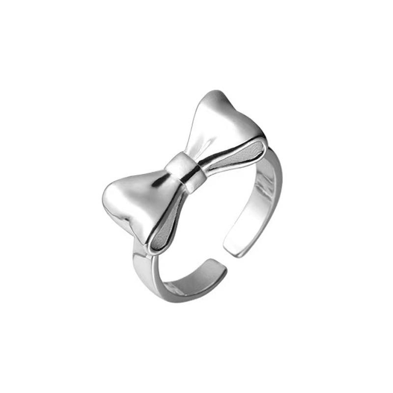 Bow Ring, Women's Simple Niche Design, Plain Ring Ring, Sweet, Small and Fresh Opening, Adjustable Index Finger Ring