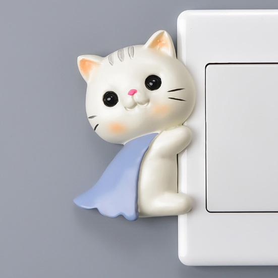 Милый Животный Защитный Чехол для Switch Кошка Светящаяся Наклейка, Очаровательный Котенка Стена Само?Наклейка на панель розеток, Декор для комнаты, Декоративная крышка, Для дома, Для детской спальни
