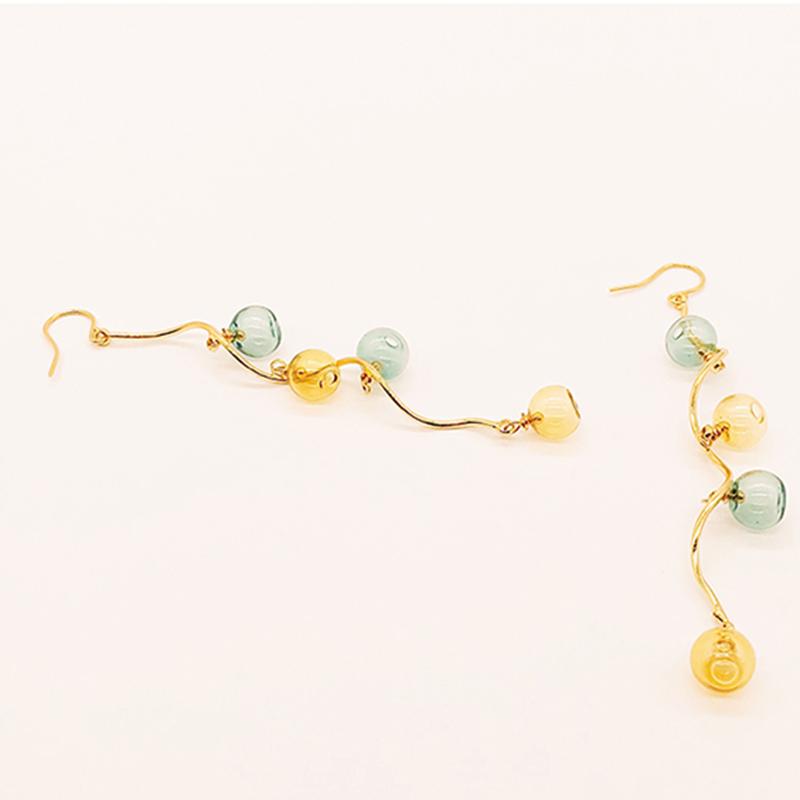 Оригинальные серьги-шарики из выдувного стекла ручной работы для женщин, уникальные длинные серьги-капли смешанного цвета, модные ювелирные серьги-пузыри
