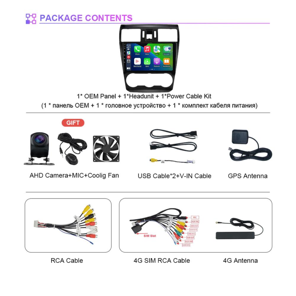 Android 14 Video Player Car Stereo Radio For Subaru Forester 4 SJ XV 2012-2015 4G Multimedia Navigation GPS Carplay 360 Camera