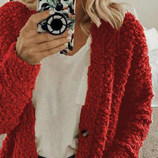 Зимняя женская куртка с двойными карманами, плотный флисовый однобортный кардиган с длинными рукавами, теплое ветрозащитное, сохраняющее тепло уличное пальто