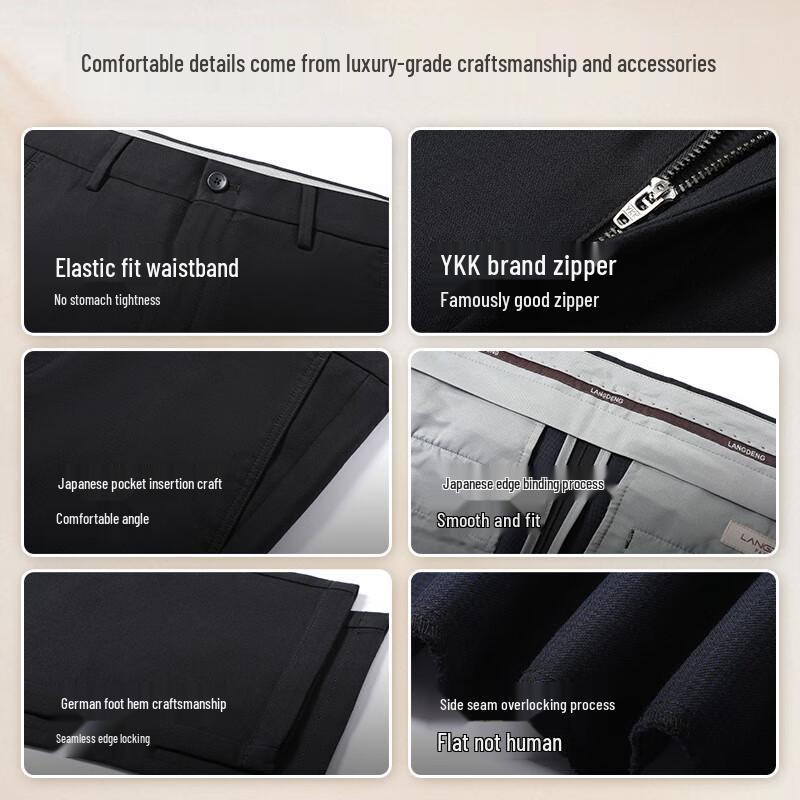 Мужские повседневные брюки Langdeng из хлопка, прямые, без складок