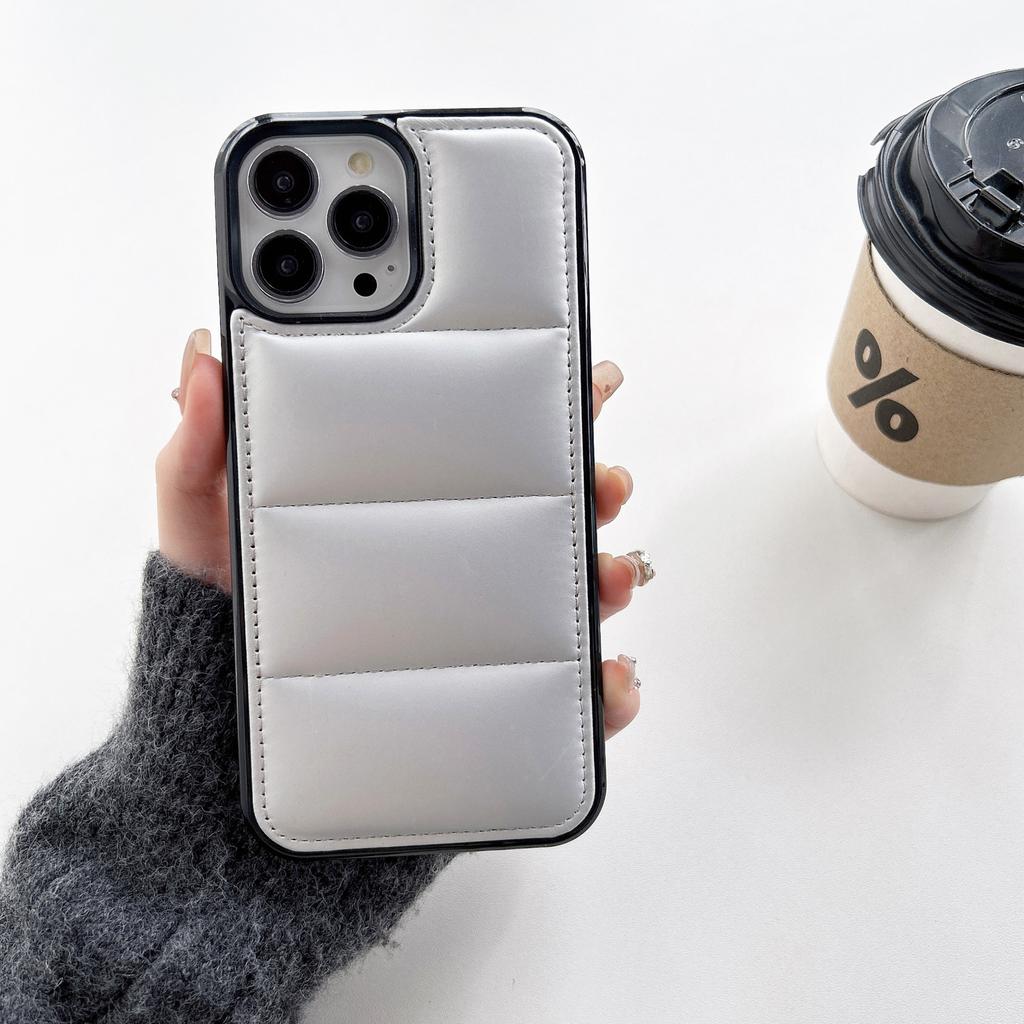 Applicable To IPhone16Promax Mobile Phone Case Solid Color Cotton-filled Down Jacket Apple 1511 Couple 13