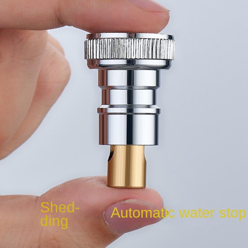 Copper Automatic Water Stop Nozzle Screw Joint Anti-fall Off Washing Machine Faucet Adapter Quick Opening Electroplate