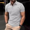 2025 New Cross Border Men's Casual Solid Color Button Short Sleeved T-shirt Polo