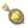 Natural Lemon Quartz TwoTone 925 Solid Sterling Silver Gift Pendant 1.50" W9q22