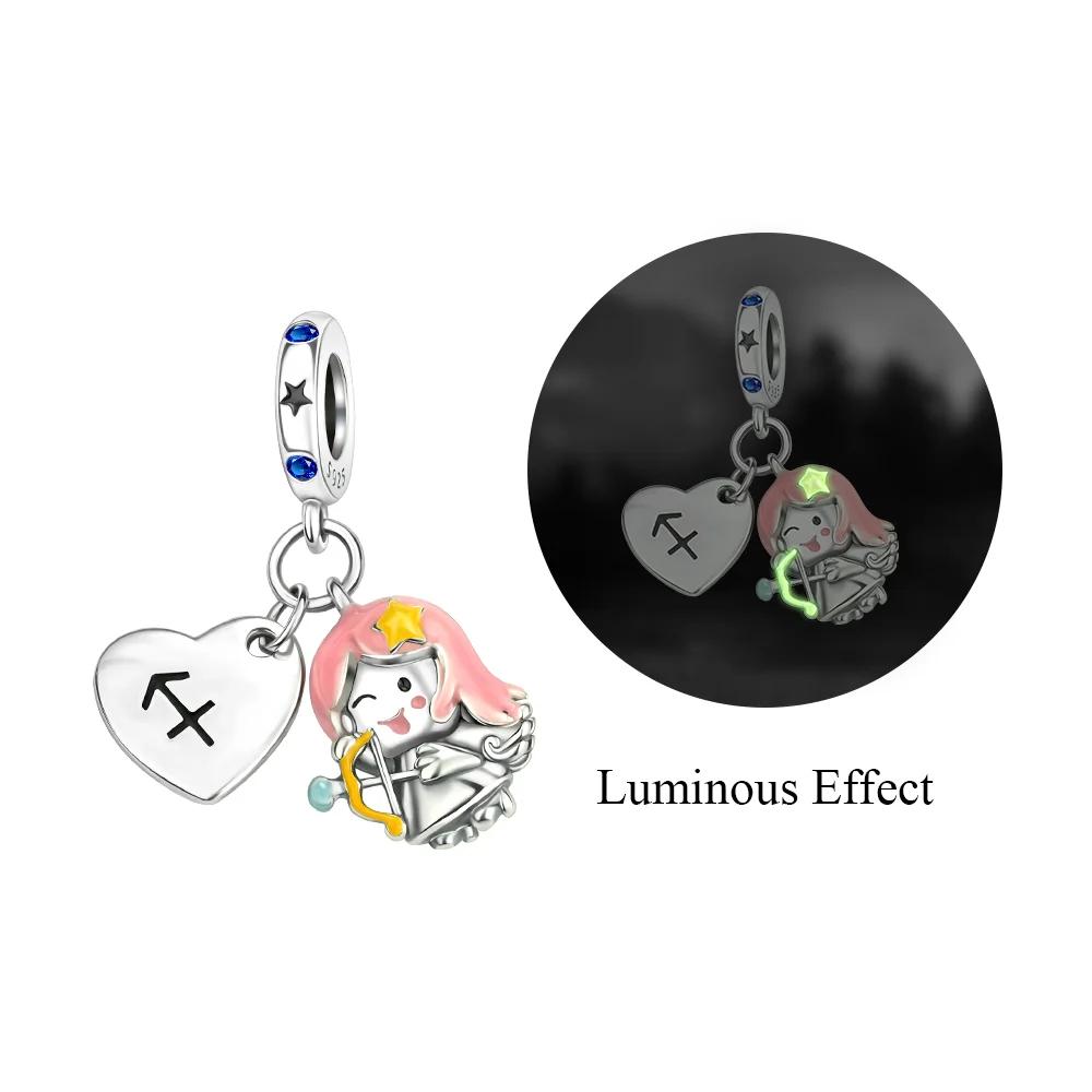 Оригинальные медные шармы, символы удачи, бусины знаков зодиака, светящиеся подвески-звезды, подходят для браслета, DIY, изящные ювелирные изделия, подарок