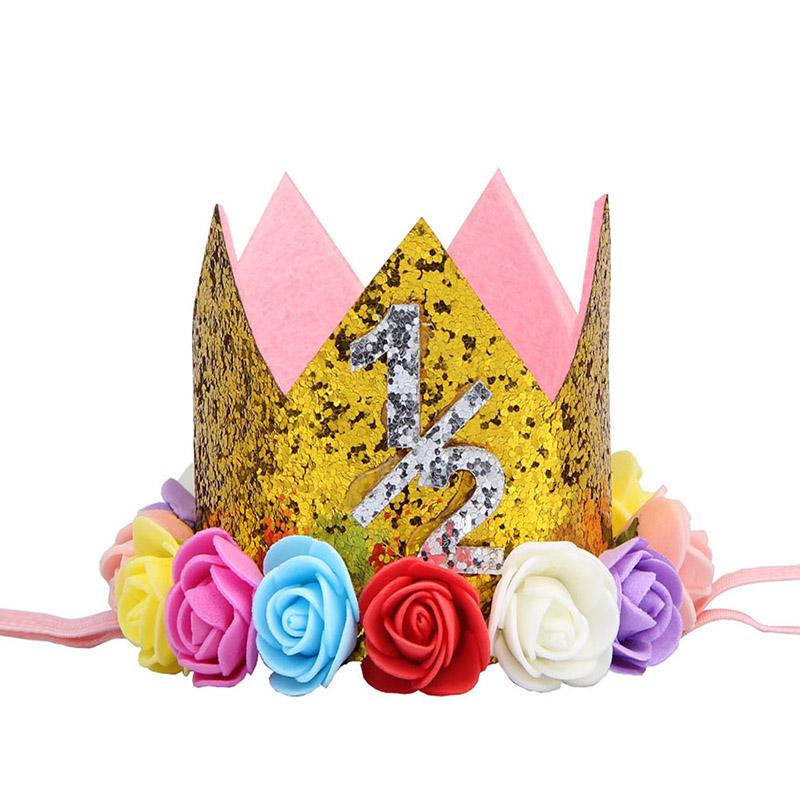 Головной убор на день рождения шляпа корона детский номер фото цветок вечеринка 1 шт день рождения ребенок корона выступление повязка на голову повязка на голову аксессуары