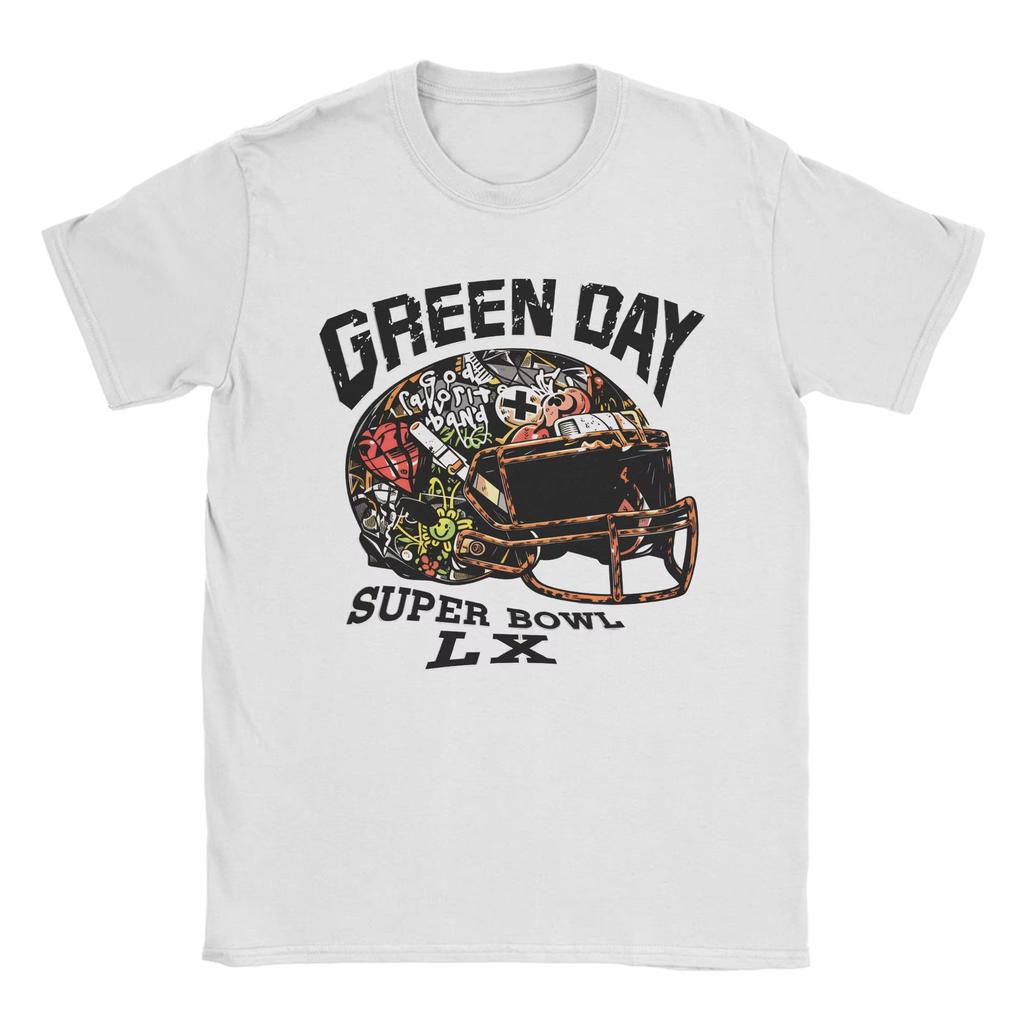 2026 New Green Day Super Bowl LX Graphic Tshirt Cotton Unisex Short Sleeve Loose Shirt Y2k Rock Fashion Summer Unisex Streetwear