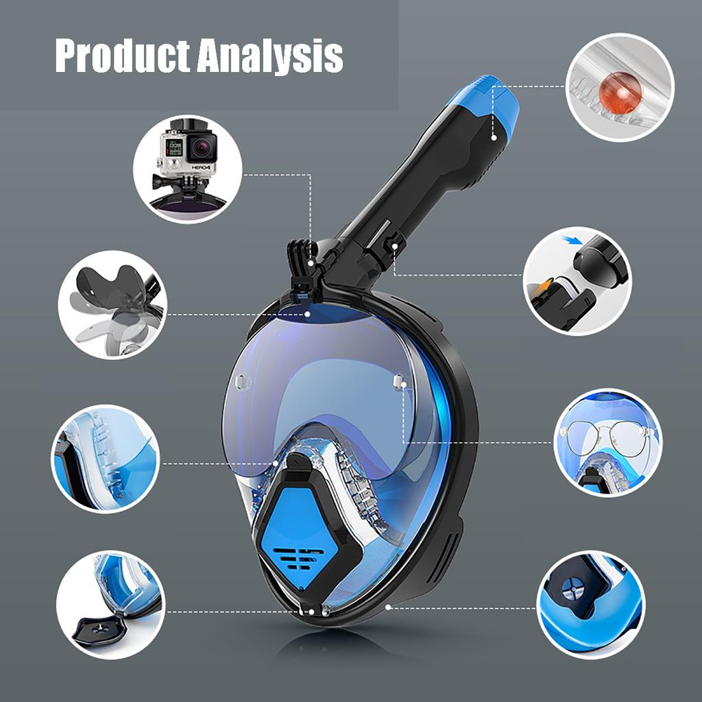 Профессиональная маска для подводного плавания с маской и трубкой, подводная полнолицевая маска для подводного плавания, противотуманные очки для взрослых, плавательное снаряжение