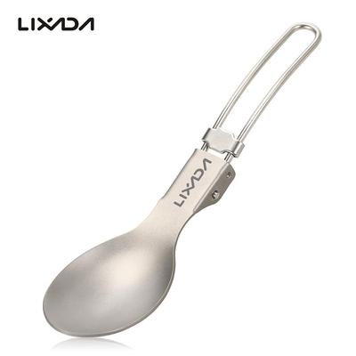 Lixada Складная титановая ложка, легкая обеденная ложка на открытом воздухе, столовые приборы для путешествий, кемпинга