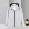 Men and Women Hooded Single-layer Jacket New Fashionable Couple Single-pressure Solid Color Windproof Waterproof Jacket Versatile