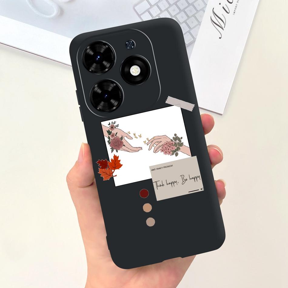 Чехол для Tecno Spark Go 2024 Милый Цветочный Узор Сердечки Конфетный Цвет Мягкий Силикон Тонкая Задняя Крышка Телефона Для Spark Go (2024) BG6