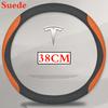 36-38 см Замшевая кожаная накладка на руль автомобиля для Tesla Model 3 Y S X 2024 2025 2026 Аксессуары