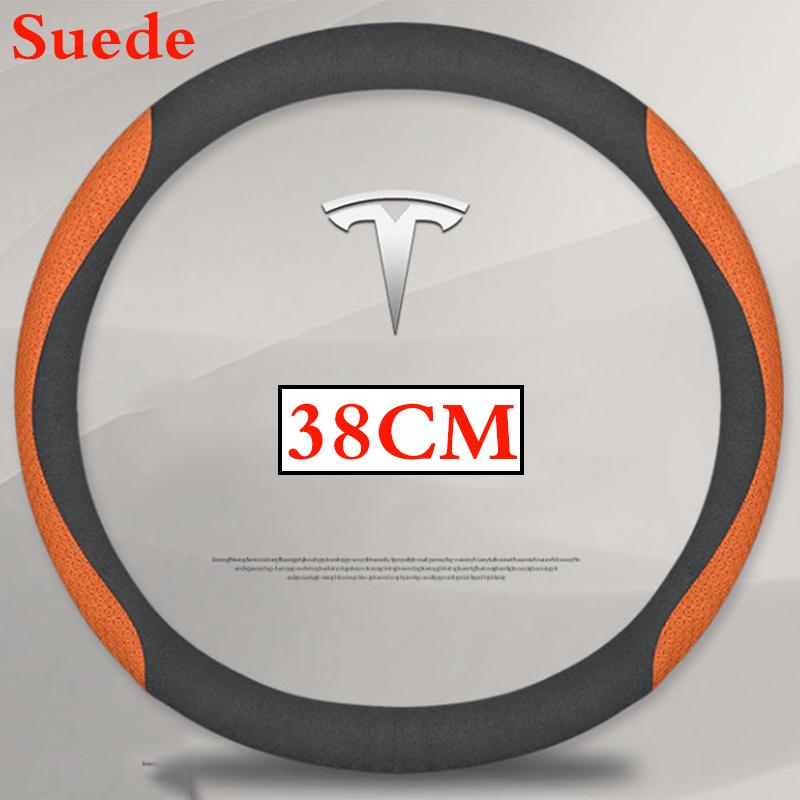 36-38 см Замшевая кожаная накладка на руль автомобиля для Tesla Model 3 Y S X 2024 2025 2026 Аксессуары
